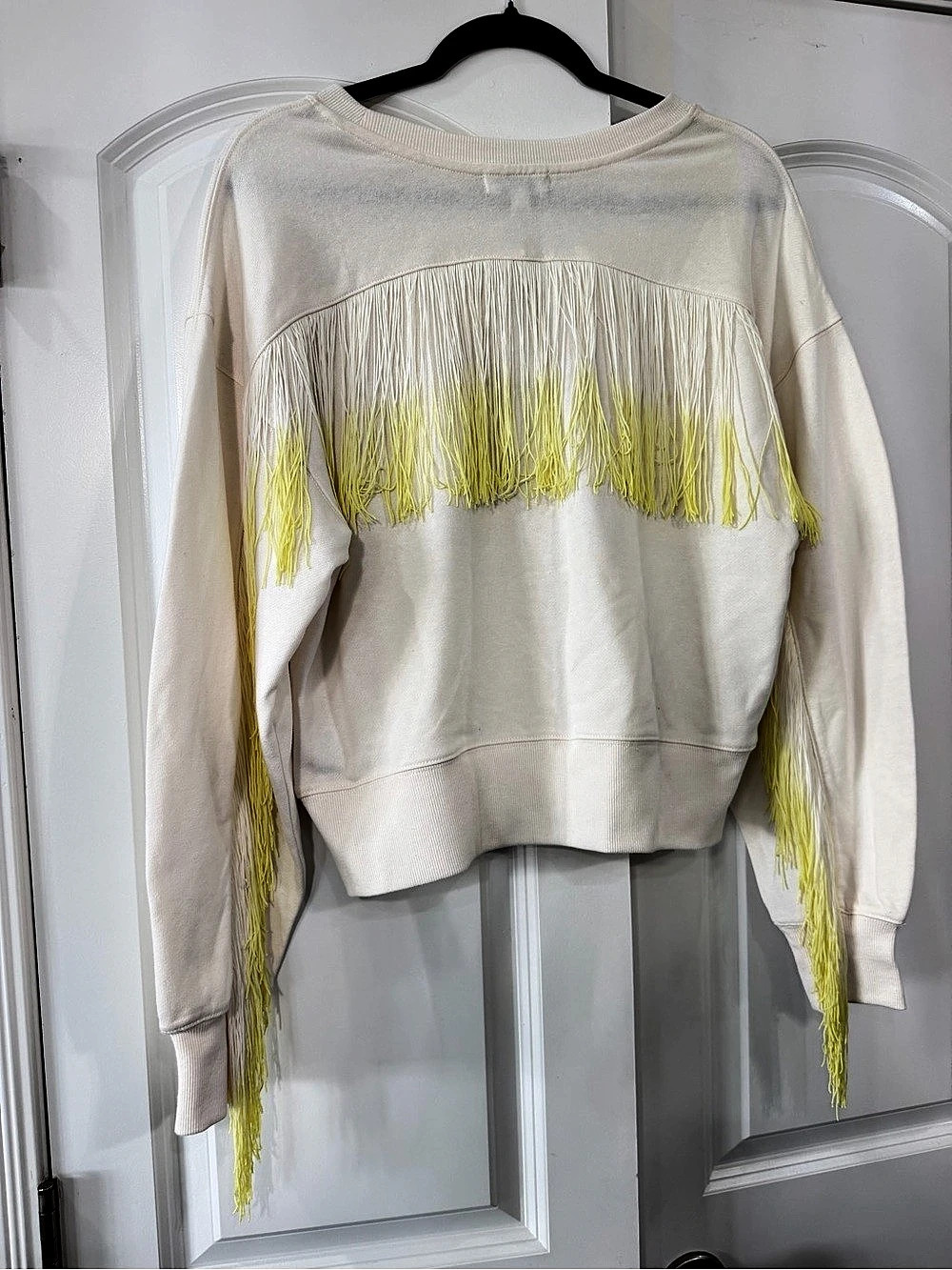 525 Fringe Sweatshirt in Cream & Yellow Size Medium NWT